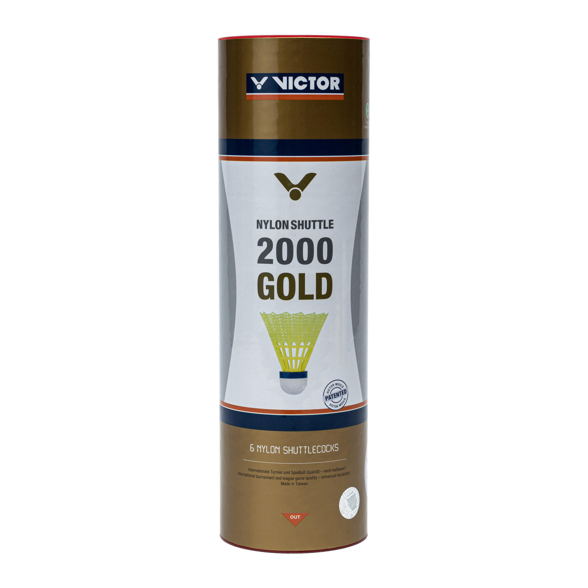 Tube de 12 volants de badminton Victor Nylon Shuttle 2000 6/6