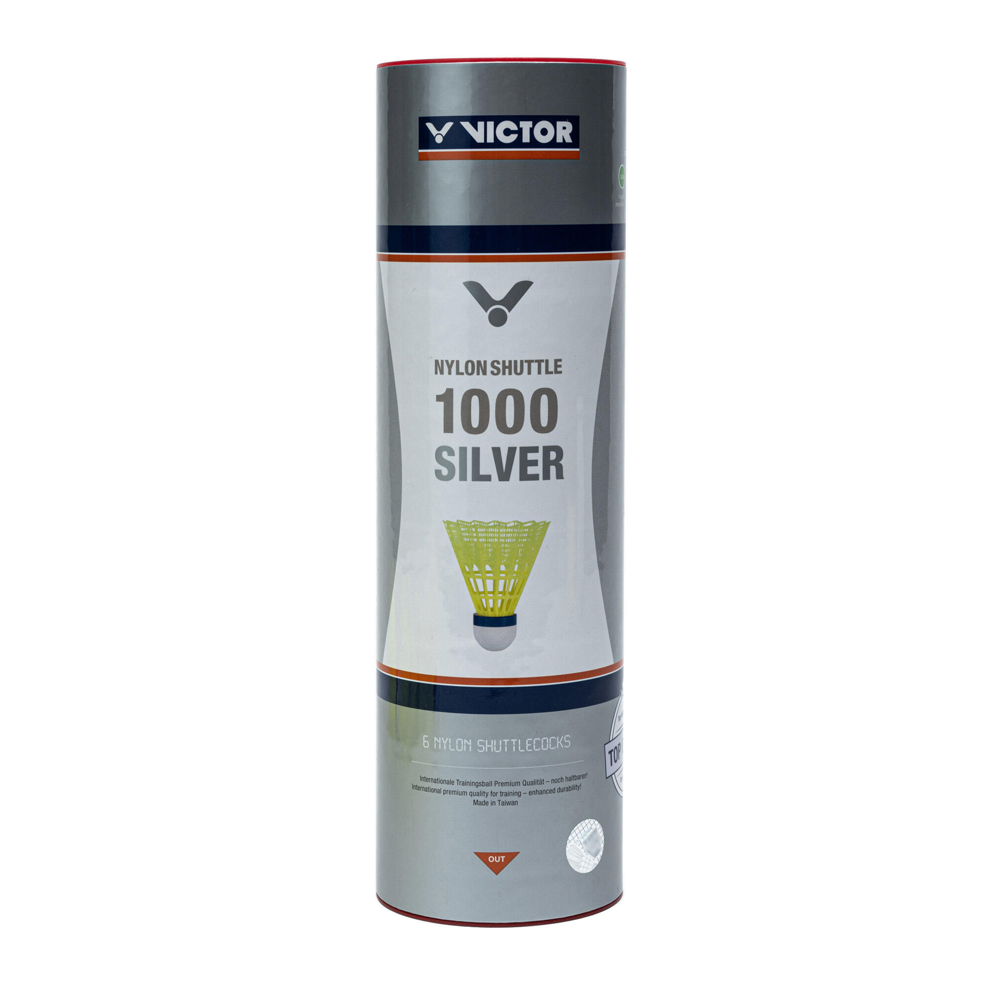 Tube de 6 volants de badminton Victor Nylon Shuttle 1000 6/6