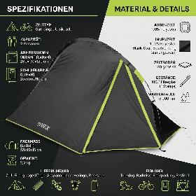 2 Personen Biker Zelt Abgedunkelter Schlafraum 3000 mm Wassersäule Camping Zelt 3/6