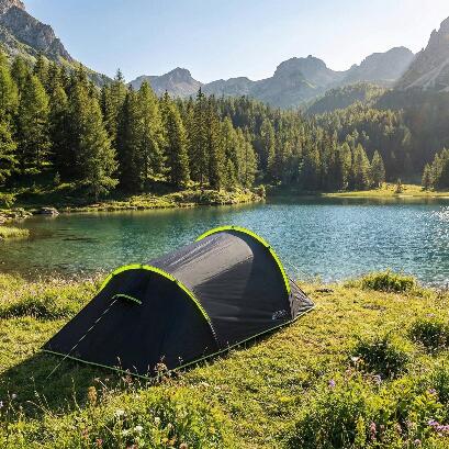 2 Personen Tunnelzelt Biker Backpacker Dunkele Schafkabine 3000 mm Wassersäule 4/6