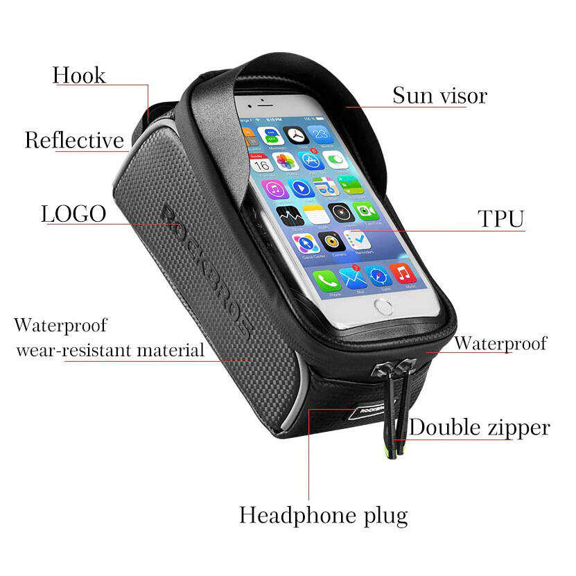 Sakwa, uchwyt rowerowy na telefon torba na ramę Rockbros 017-3BK 2/7