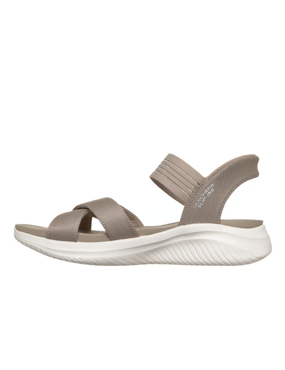 Sandales pour femme Skechers Ultra flex Beige. 2/5