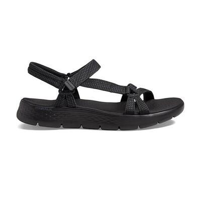 Platte sandalen dames skechers zwart