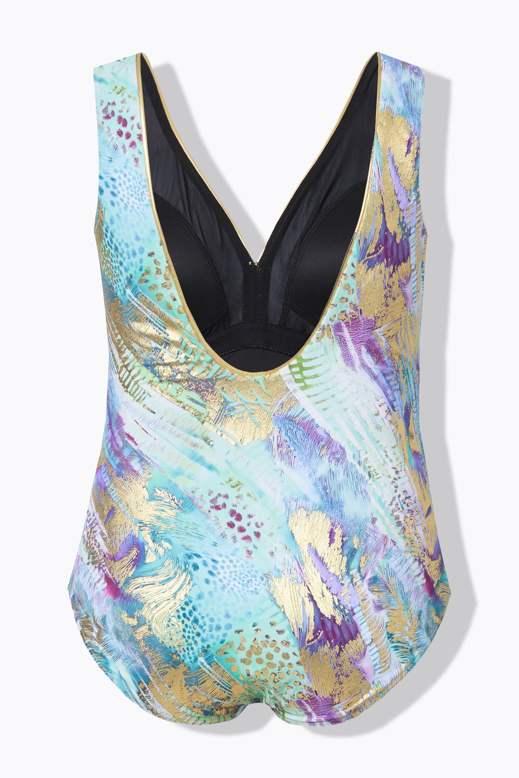 Femme Maillot de bain avec bonnets souples motif abstrait et liseré fantaisie 7/7