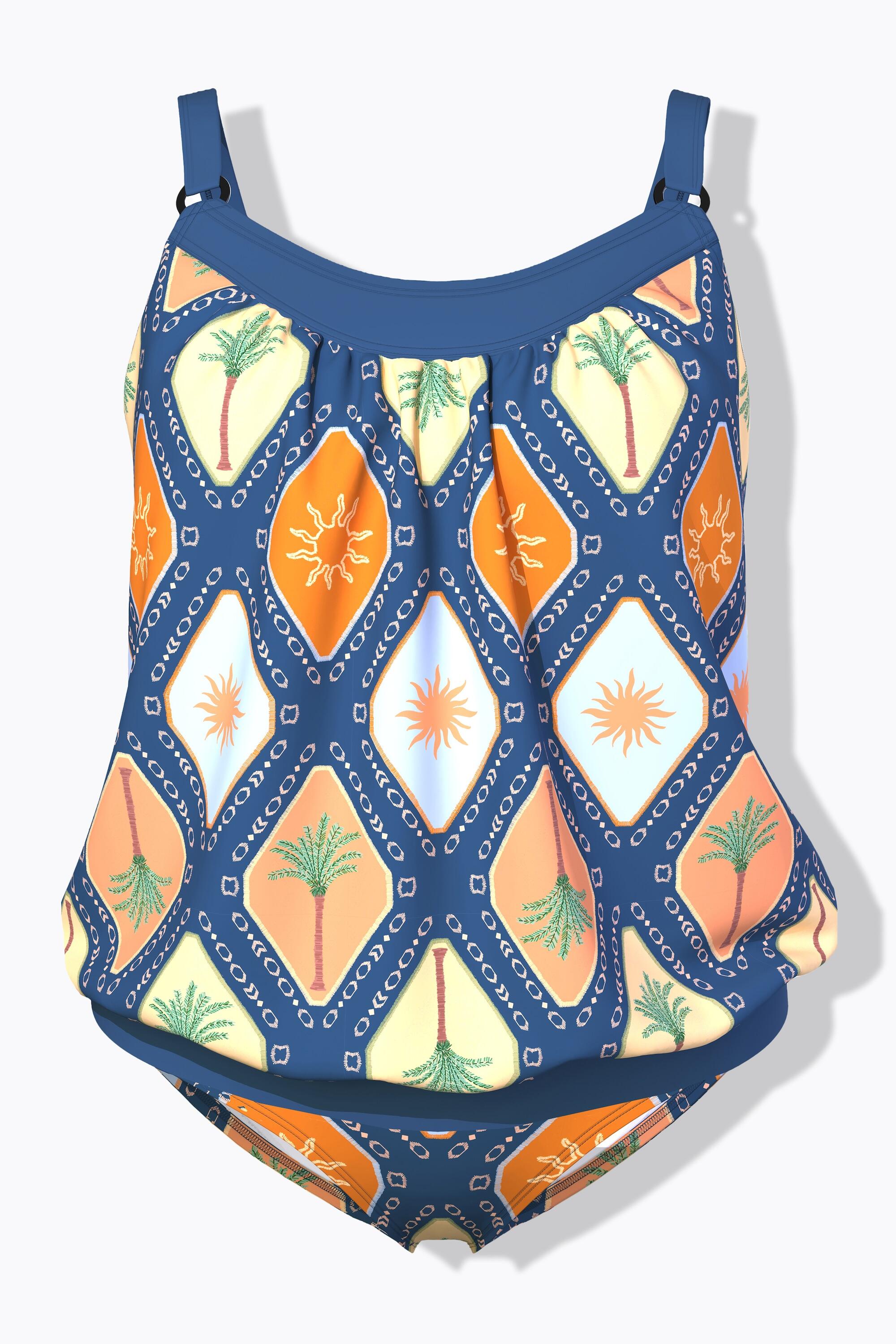 Femme Tankini à bonnets souples. Imprimé à carreaux. Base élastique 7/7