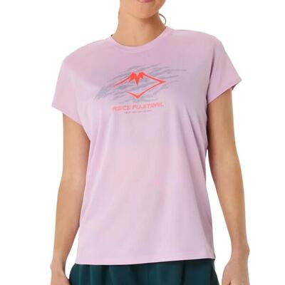 T-shirt vrouw asics fujitrail logo ss paars