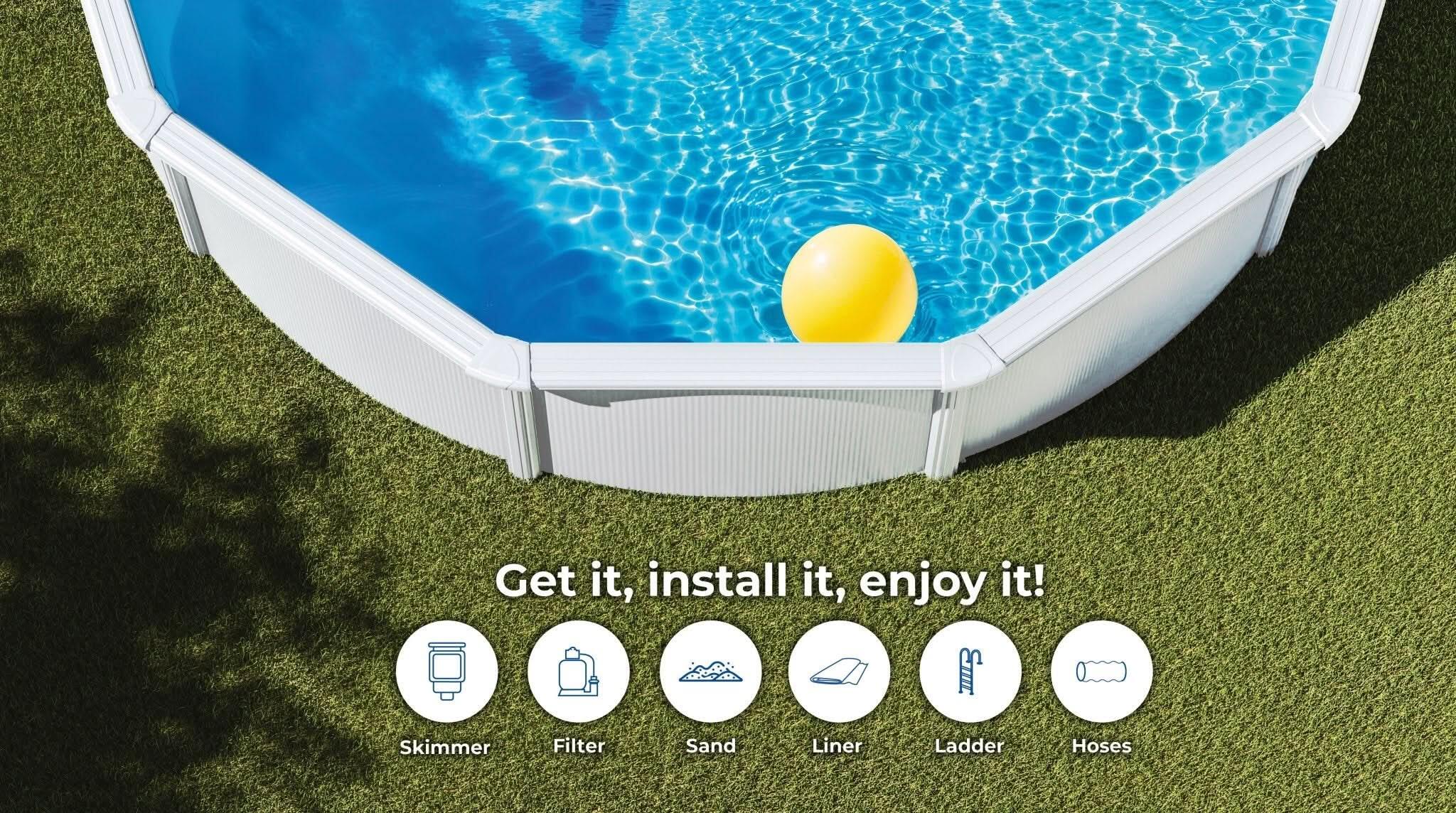 Piscina Desmontable redonda Ø 240cm y altura 120cm de acero blanco GRE Fidji 6/7
