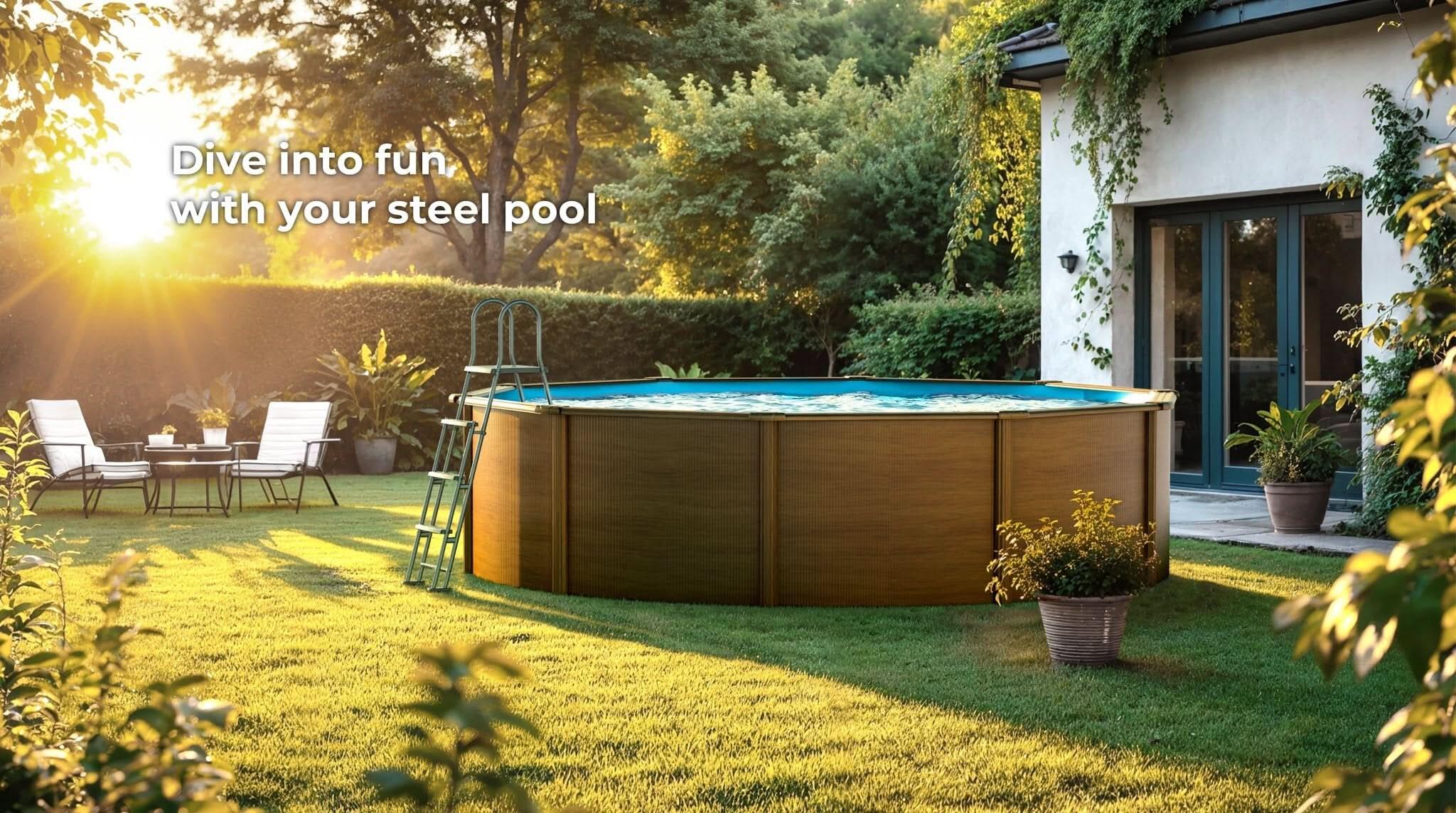 Piscina Desmontable redonda Ø 300cm y altura 120cm de acero madera GRE Pacific 7/7