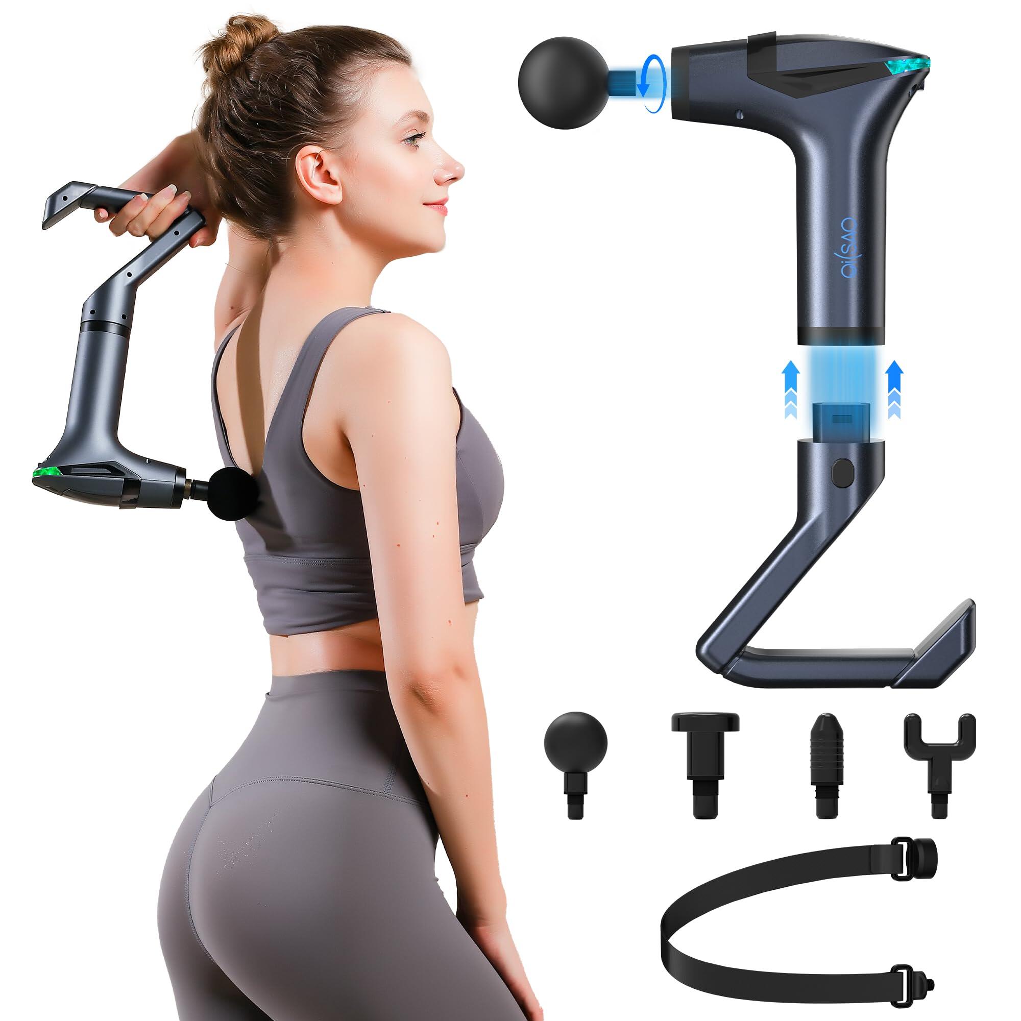 Black 3-in-1 Massage Gun with Extendable Handle & Back Strap