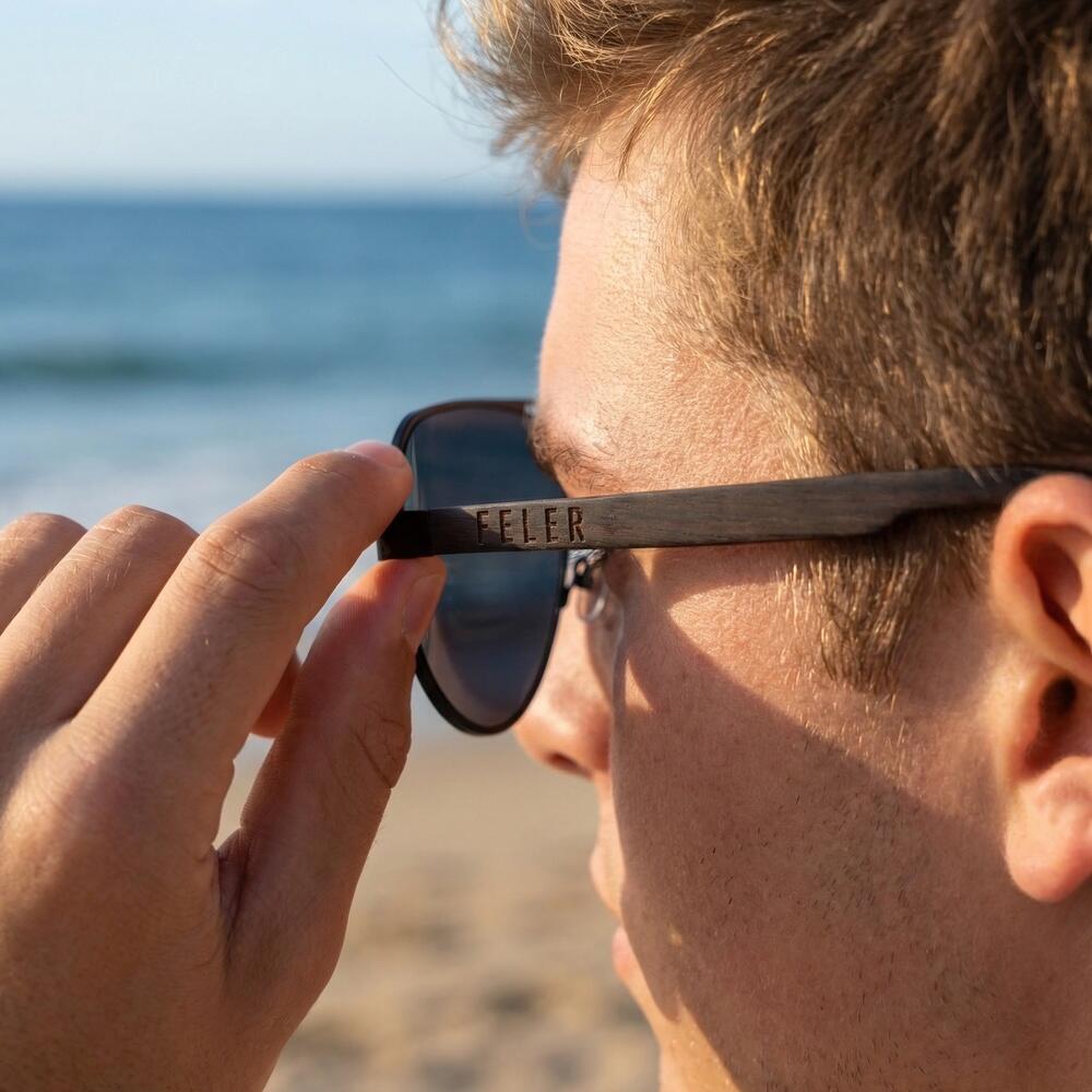 Lunettes de soleil en bois Feler 2805-1 unisexe, taille 55 mm 5/6