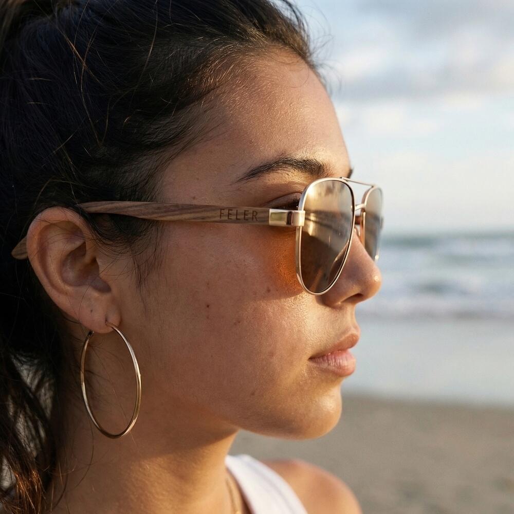 Gafas de Sol de Madera Feler 2717-2 Unisex Talla 52 mm 5/6