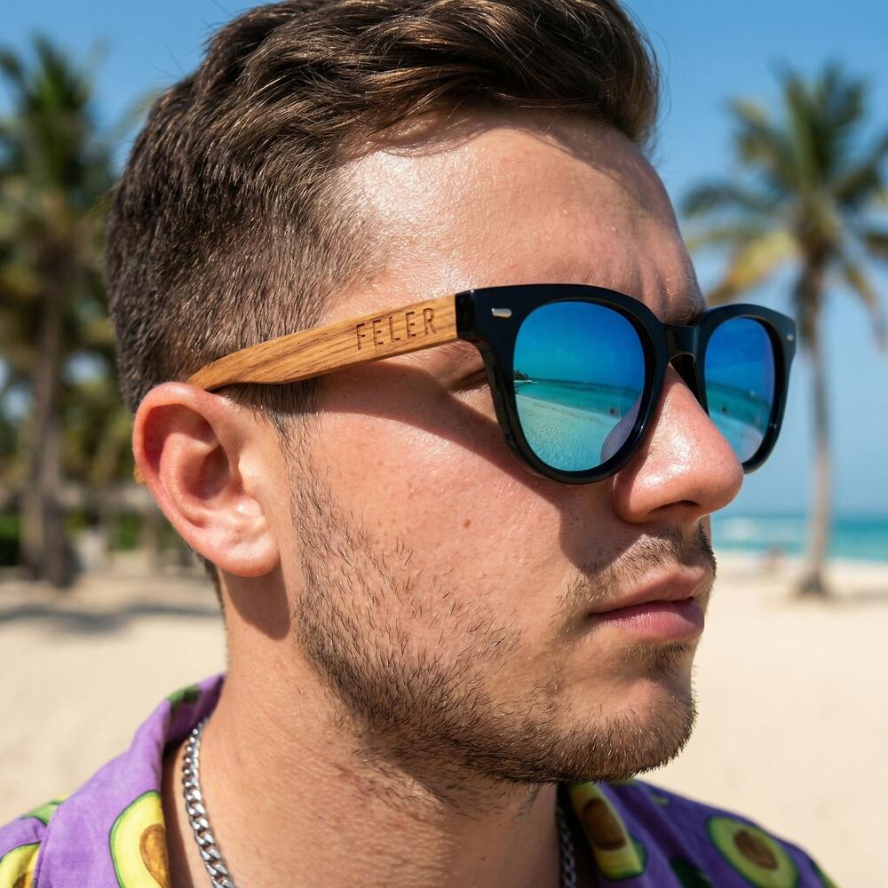 Lunettes de soleil en bois Feler 2543M-4 unisexe, taille 56 mm 5/6