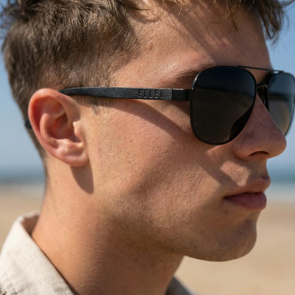 Lunettes de soleil en bois Feler 2717-1 unisexe, taille 52 mm 5/6