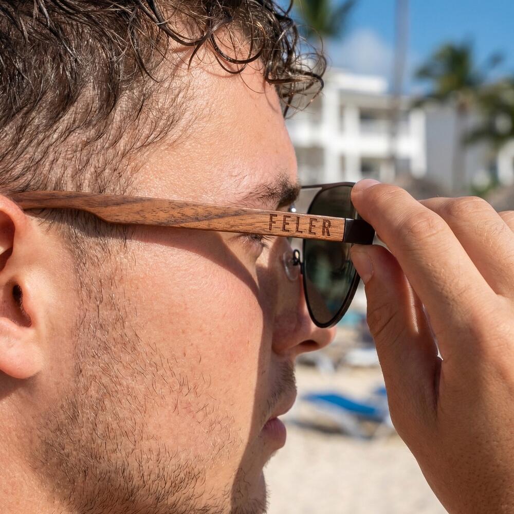 Gafas de Sol de Madera Feler 2805-3 Unisex Talla 55 mm 5/6