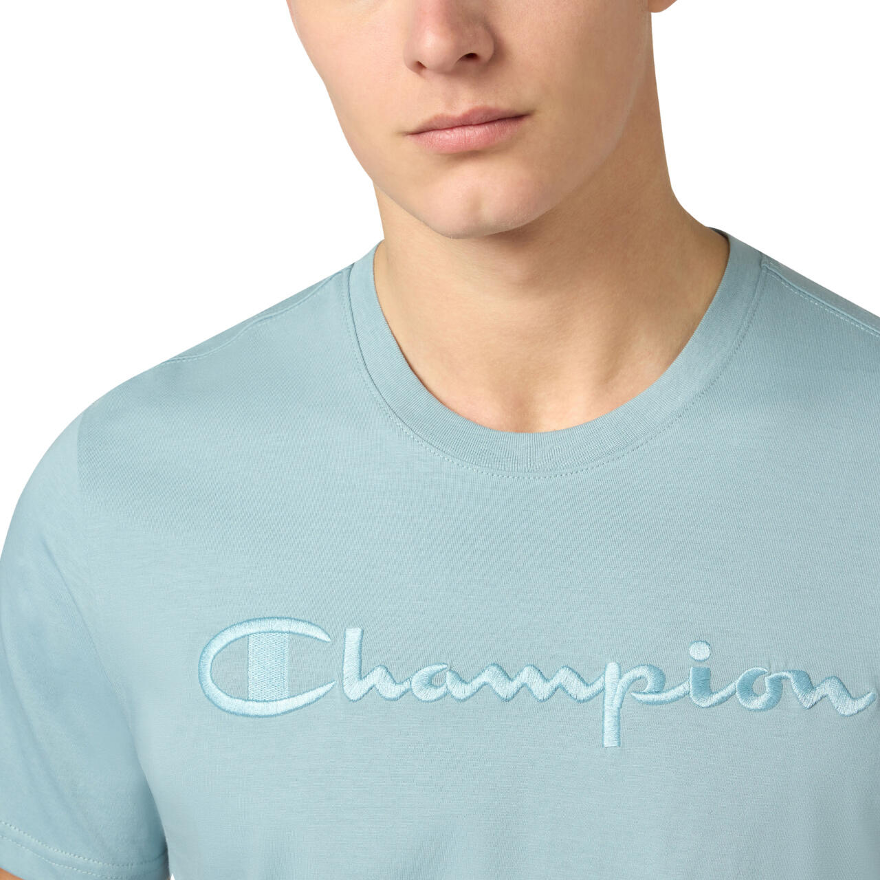 T-shirt Champion homme bleu, 100% coton, coupe Regular 4/5