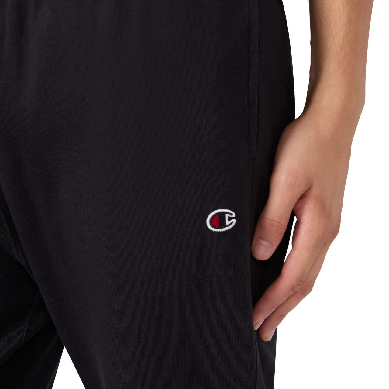Pantaloni Uomo Champion Slim Fit Icons in Cotone Pro Jersey Melange Nero L 4/6