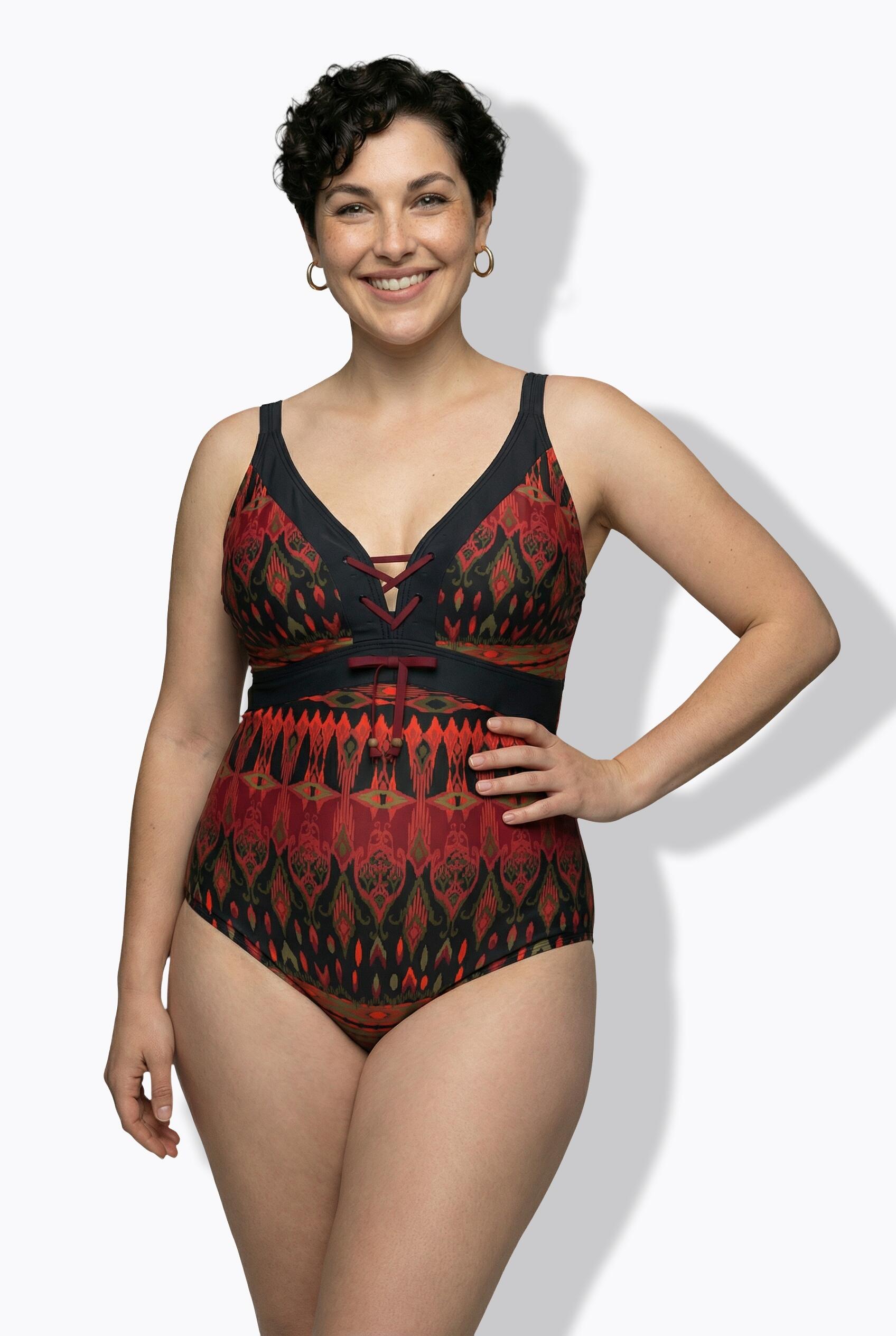 Femme Maillot de bain avec bonnets souples laçage matière recyclée 5/7