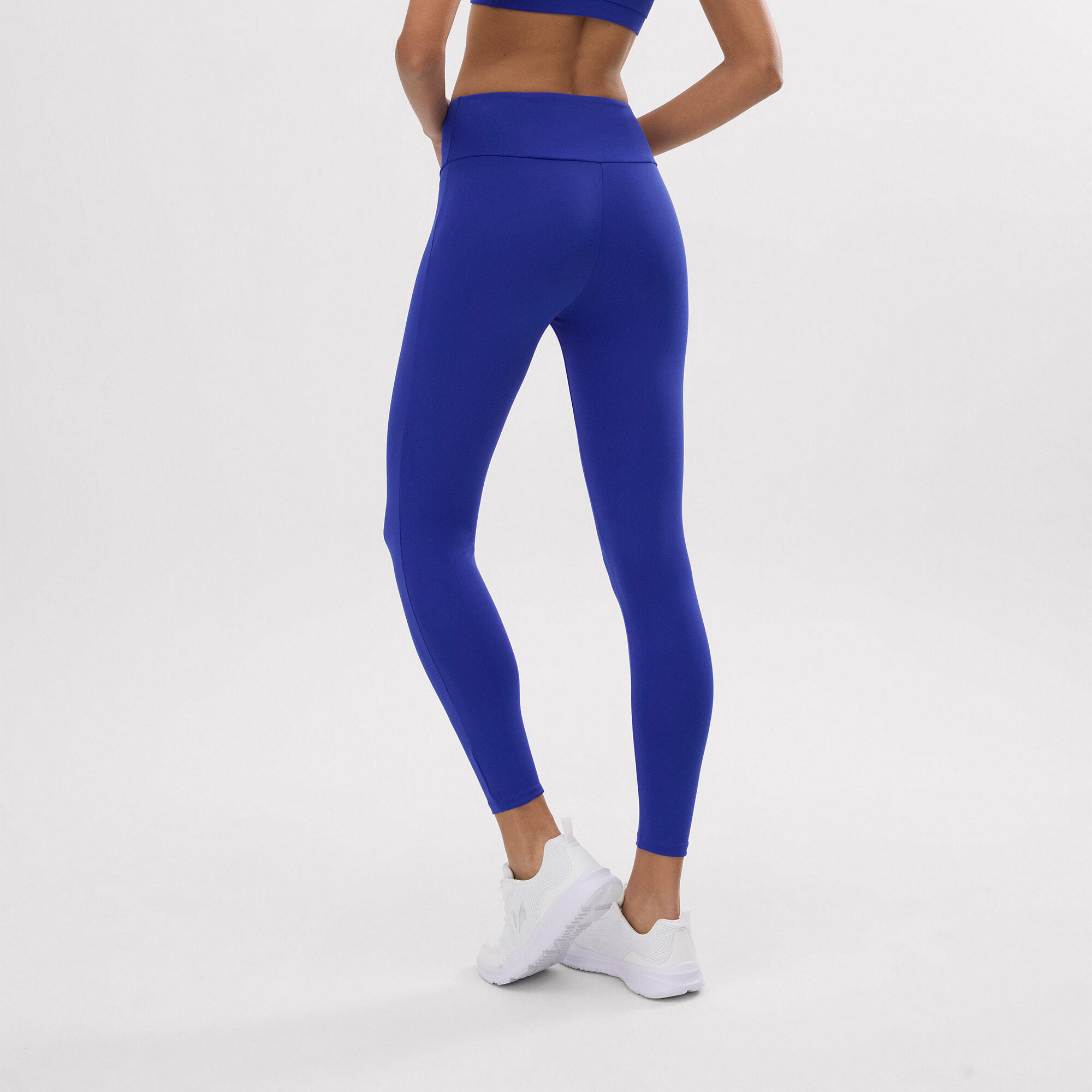 Leggings deportivos de tiro alto tacto algodonero azul eléctrico 2/5