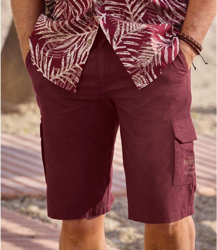 Bermuda Cargo en Toile Bordeaux  2/4
