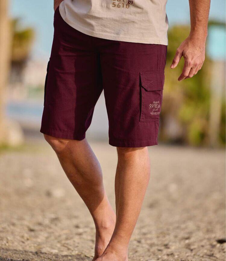 Bermuda Cargo en Toile Bordeaux  4/4
