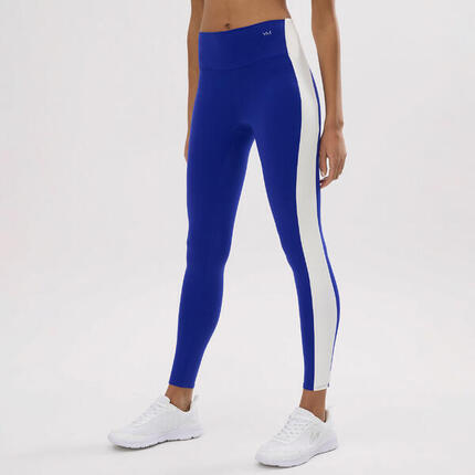 Leggings de sport longs bleus à effet push-up avec bande contrastante