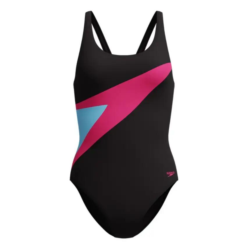 Speedo Hyperboom Butterfly Back Swimsuit - Black/Pink