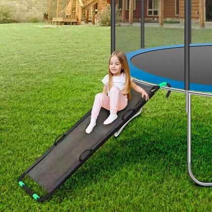 Trampolin-Rutsche mit Leiter – Schwarz