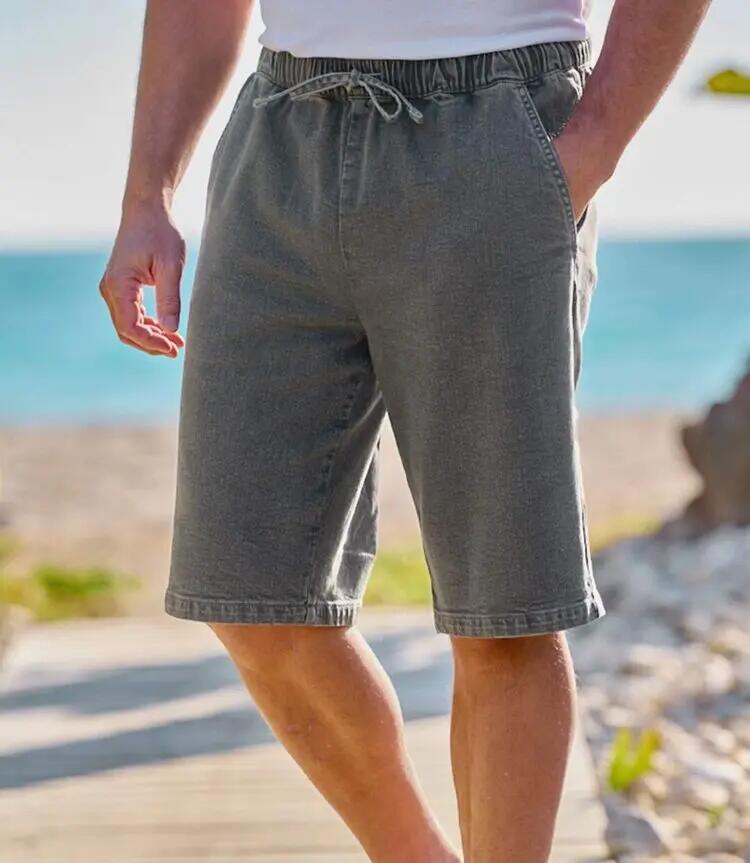 Graue Jeans-Bermuda 4/4