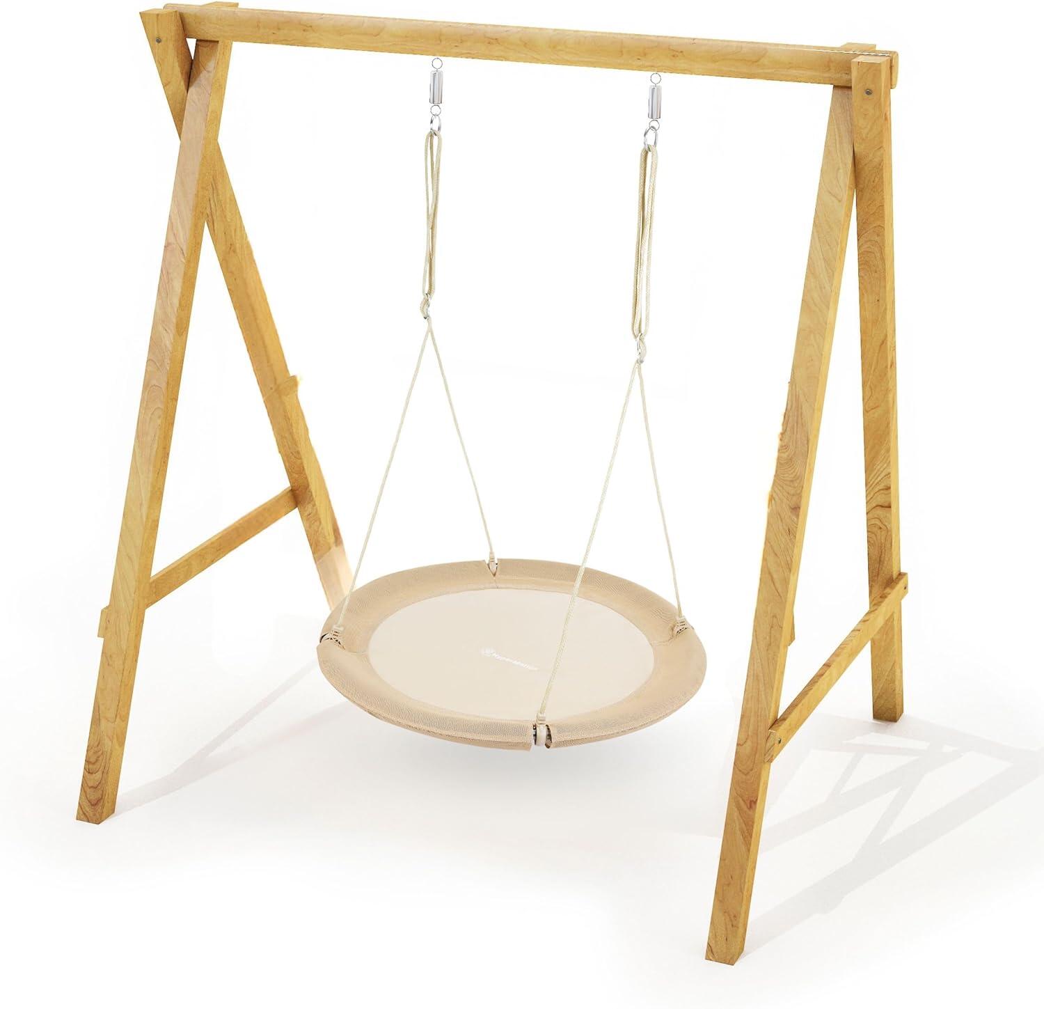 Balançoire nid de cigogne beige Boho Ø 100cm Hauteur réglable Max 150kg 7/7