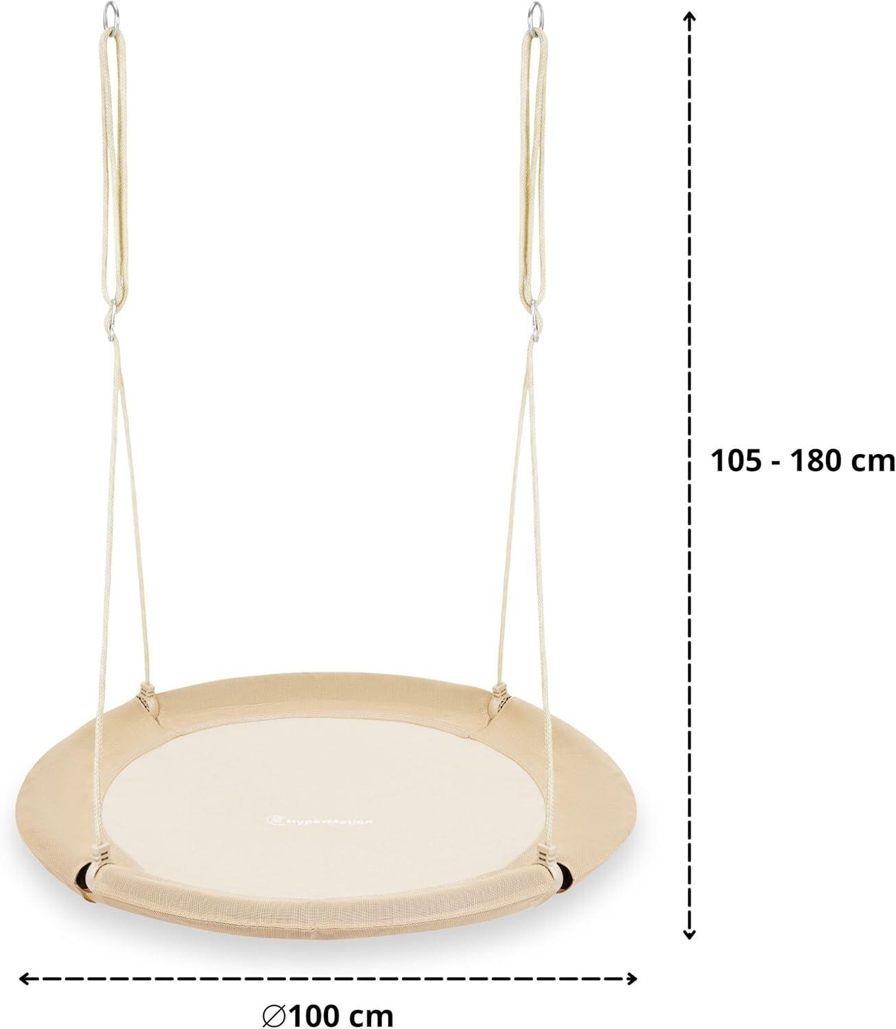 Balançoire nid de cigogne beige Boho Ø 100cm Hauteur réglable Max 150kg 5/7