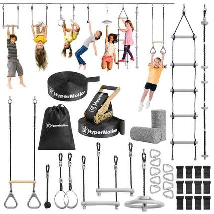 Parcours Ninja Enfant Kit Slackline - 9 Obstacles - Max 113kg