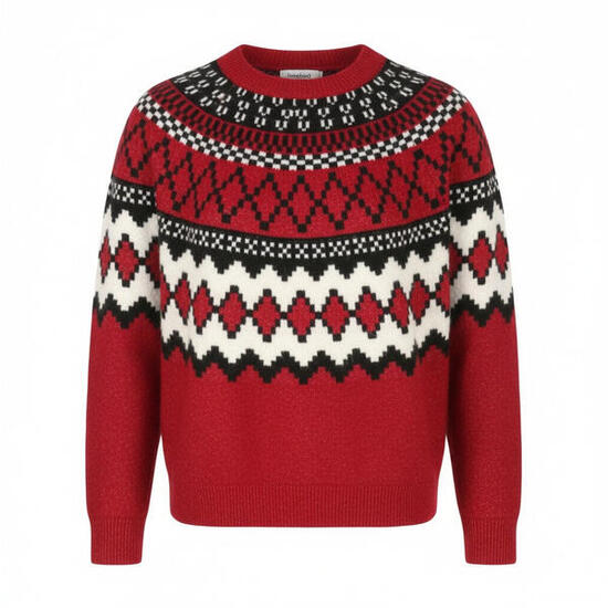 Desigual Jers Buddy - pull femme rouge à motif, coupe décontractée