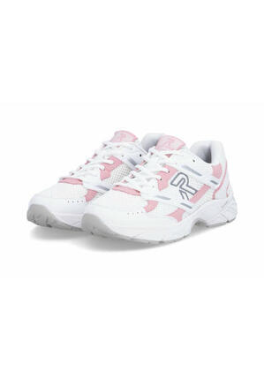 Rieker CAMDEN Damen Sneaker W4200-80 Low Cut Retro Weiß/Rosa