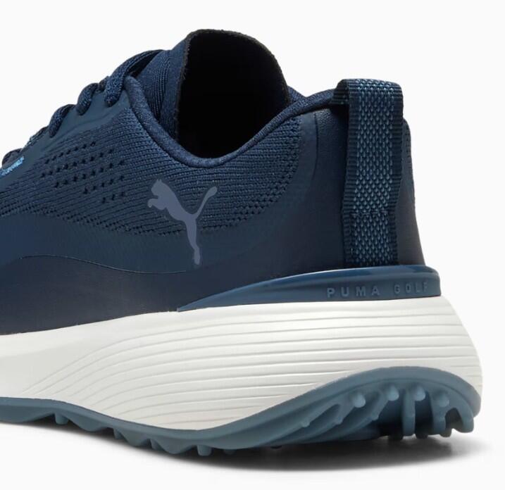 Sapatos de golfe Puma Gruve Sport para mulheres azul marinho 3/4