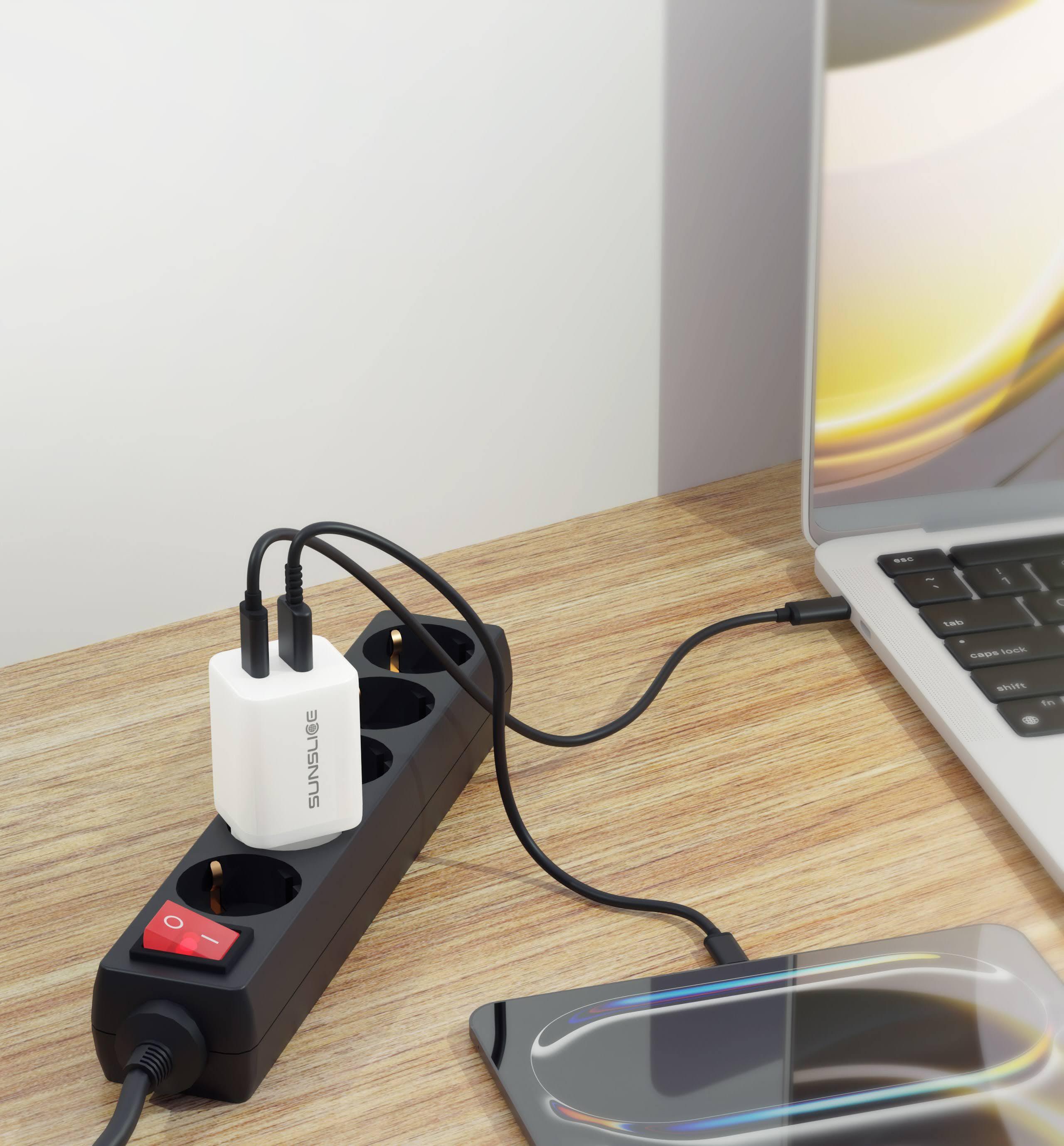 Sunslice EMPERION 65 Pro - Ultra-compacte GaN lader 65W USB-C & USB-A 4/6