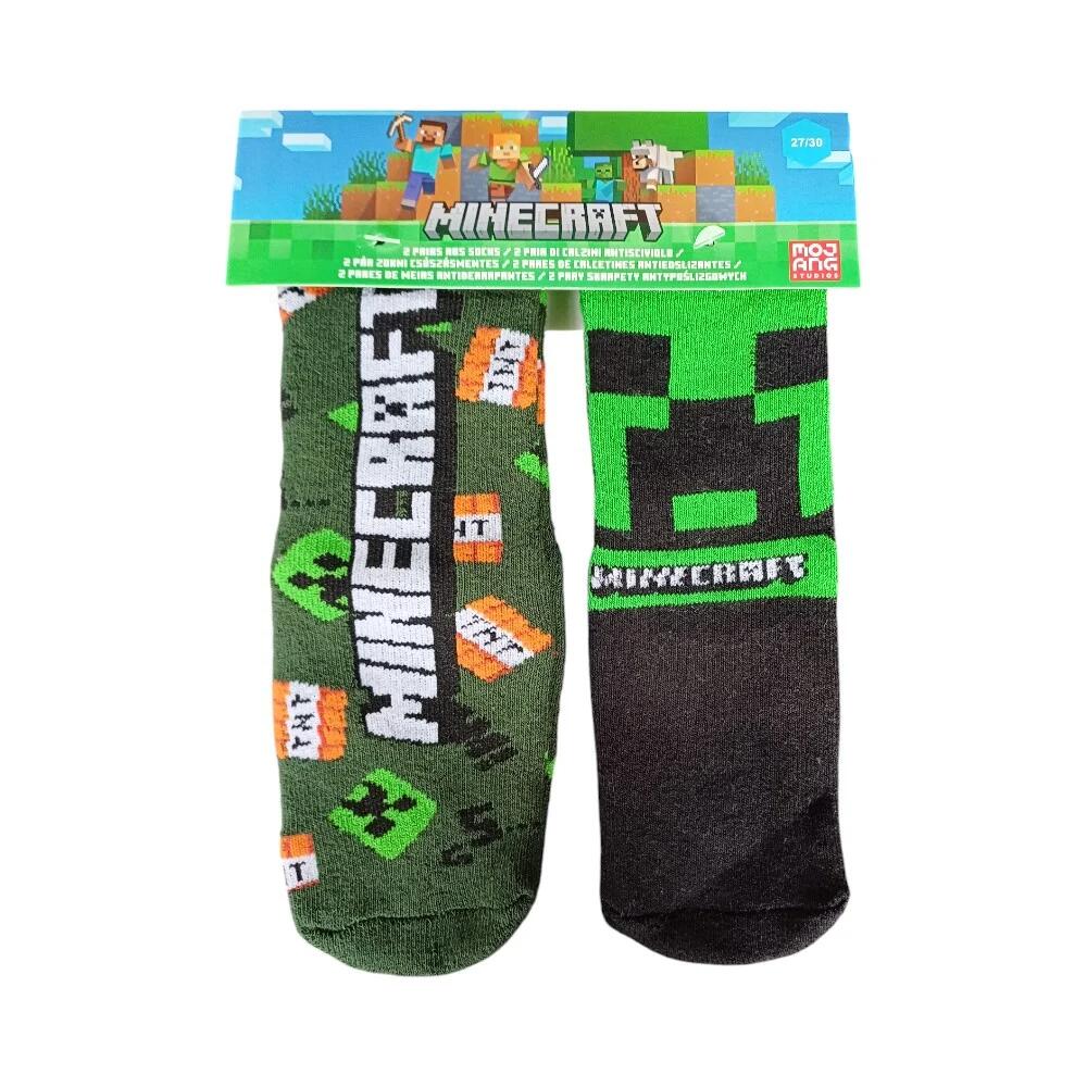Set 2 perechi șosete ABS, talpă antiderapantă, multicolor, Happy, Minecraft