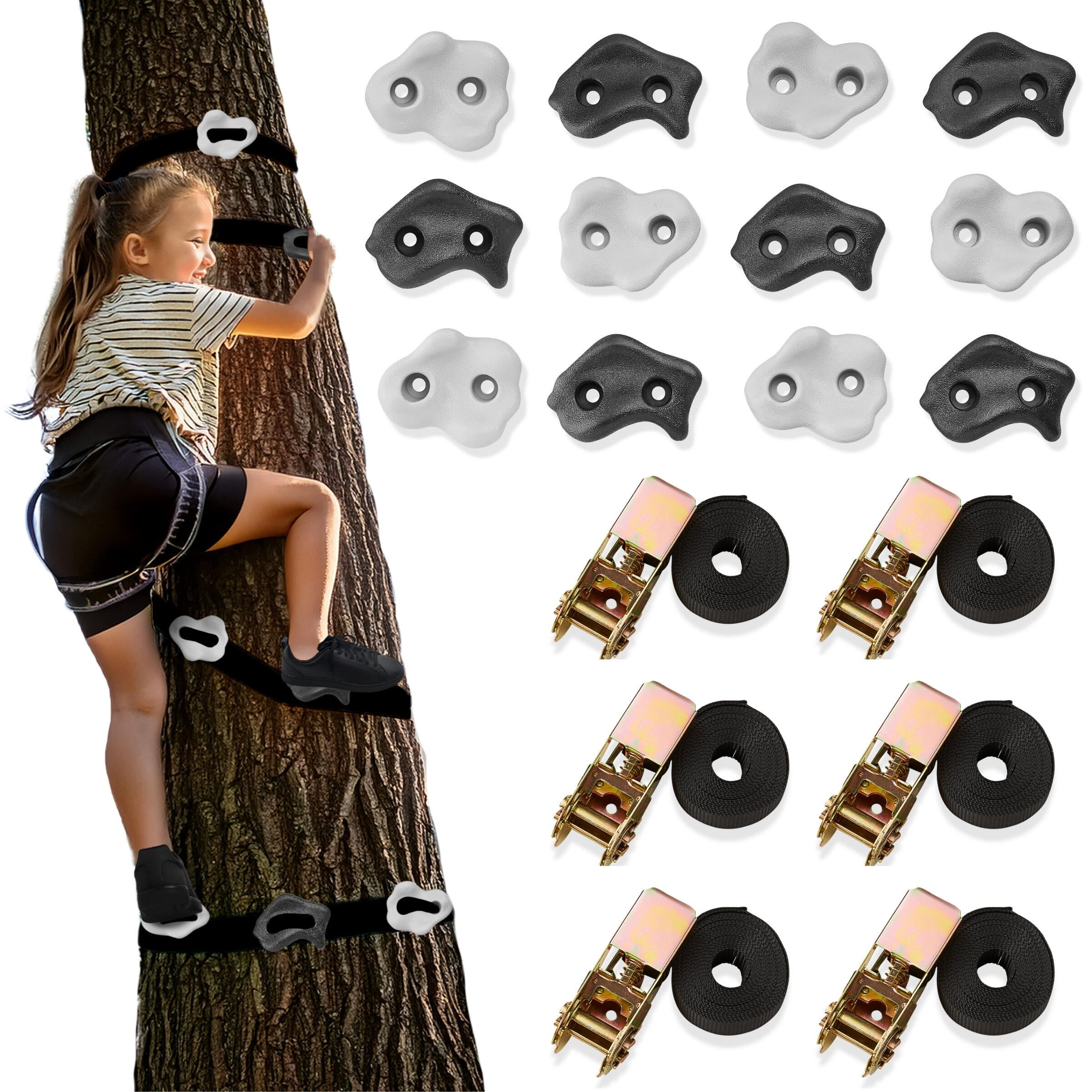 Kit Accrobranche - Brand - 12 Prises & 6 Sangles