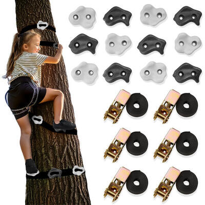 Kit Arrampicata Alberi 12 Prese 6 Cinghie Giardino Esterno Max 91kg EN71