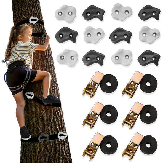 Kit Arrampicata Alberi 12 Prese 6 Cinghie Giardino Esterno Max 91kg EN71
