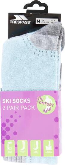Trespass Janus Ii - Chaussettes de ski pour femmes (Pack de 2 paires) Brume/aqua