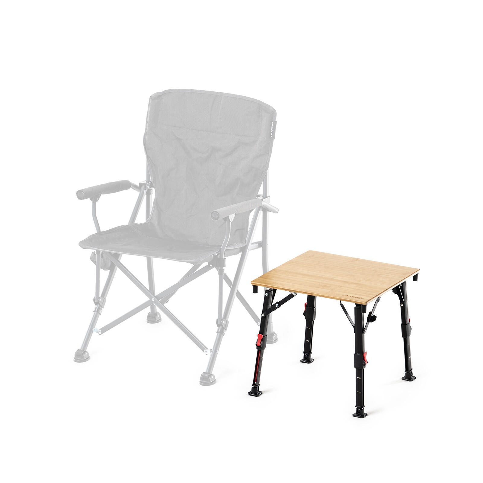 Barny Campingtisch Bambus 45x45 cm – höhenverstellbar 2/7