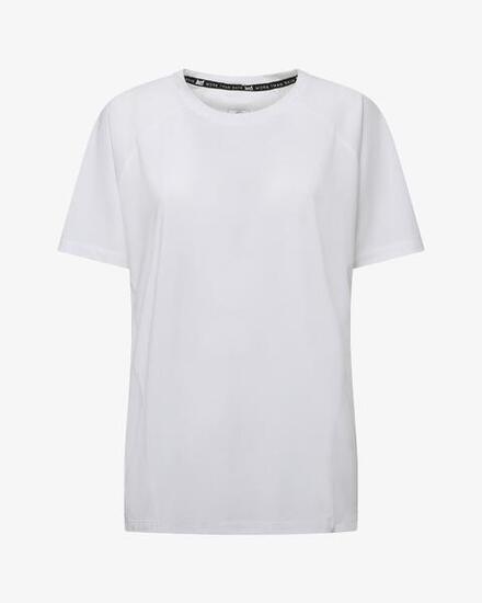 t-shirt bianco da donna in mat. sintetico da fitness