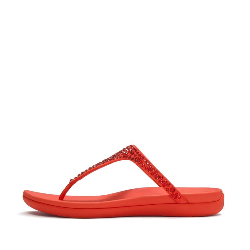 FITFLOP FitFlop Solay Mixed-Crystal Toe-Post Sandals  ROOD 42