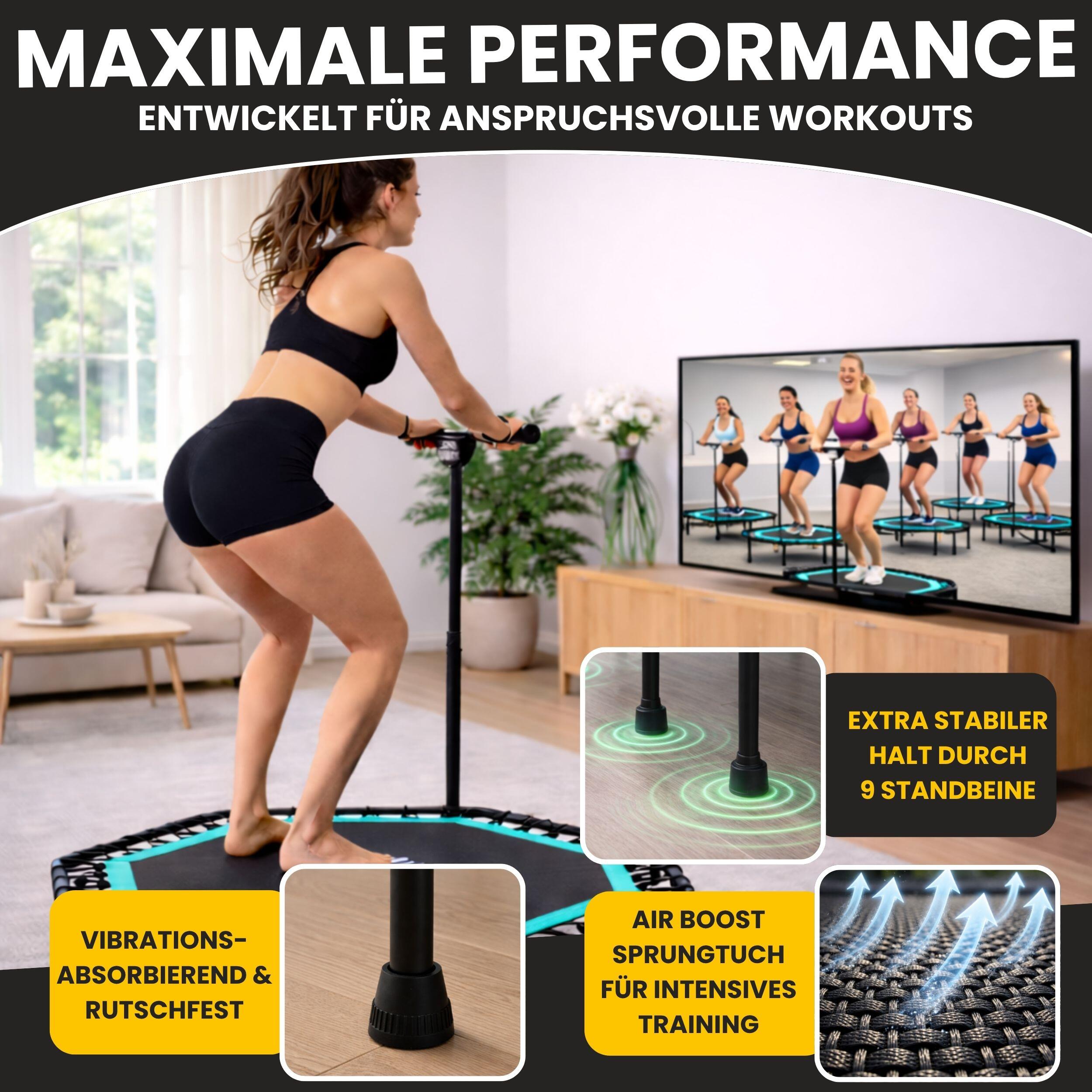 Zero Gravity Fitness Trampolin türkis - Nutzer bis 130kg 5/7
