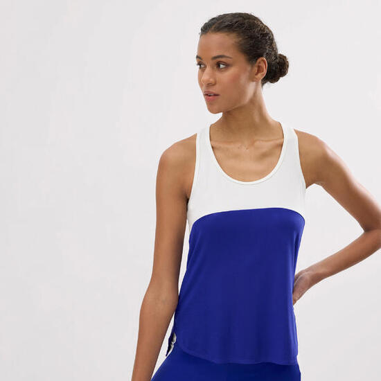 Haut de maillot de bain à manches blanches et bleu électrique