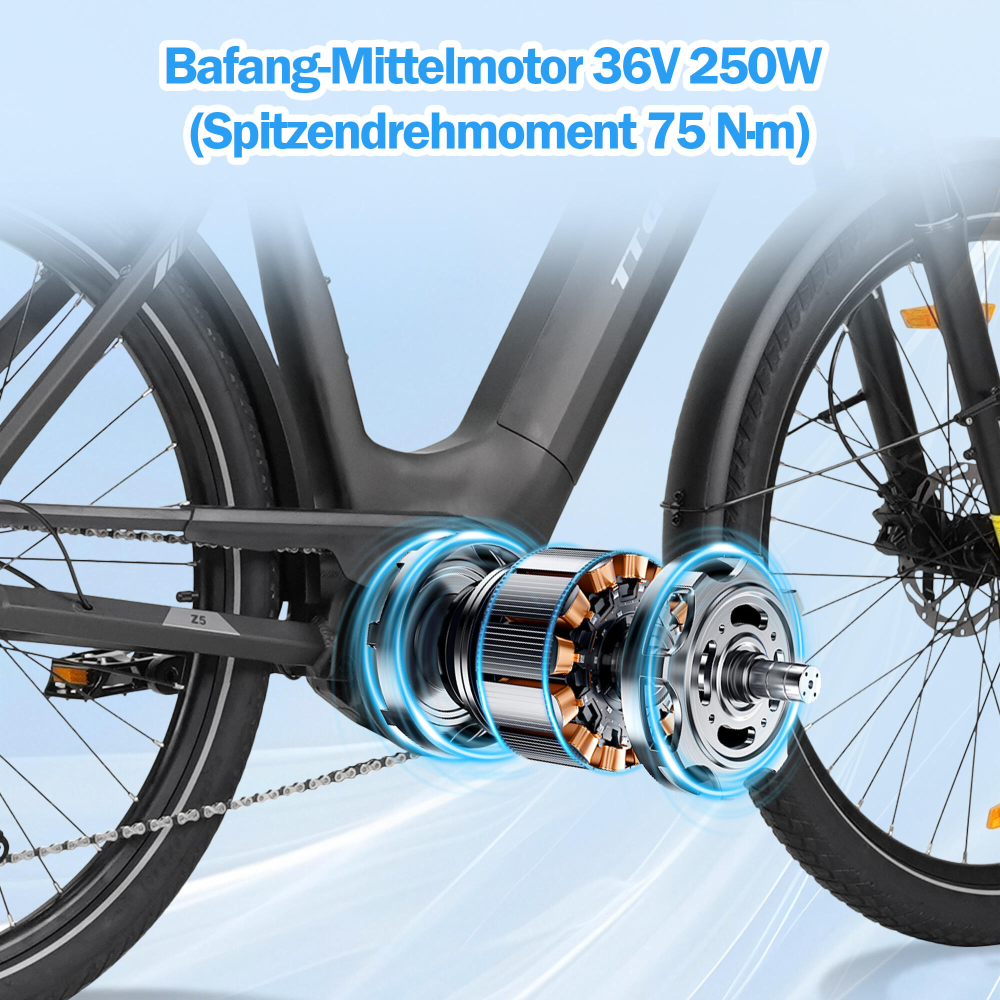 Elektrokolo TTGO Z5, motor s pohonem uprostřed 250 W, baterie 36 V 18 Ah 5/7