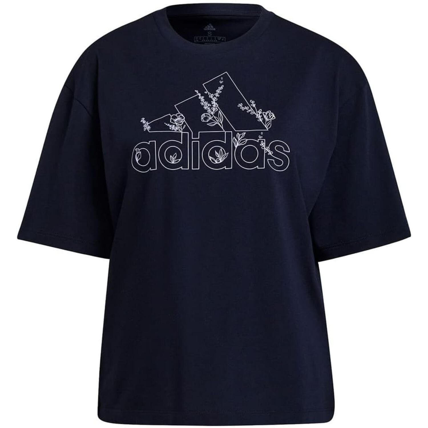 Koszulka damska Adidas Soft Floral bawełniana granatowa t-shirt 5/5