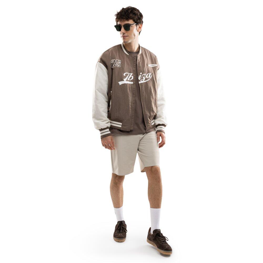 Chaqueta universitaria hombre Ibiza lifestyle IBZ Hoop Brown Marrón 3/7
