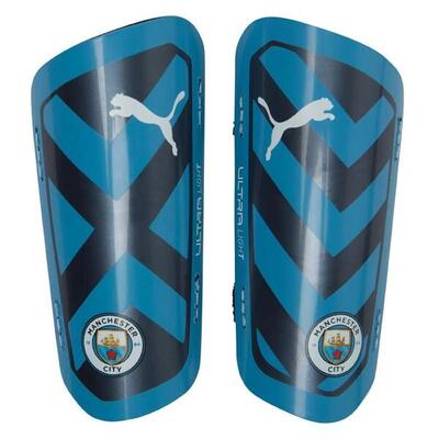 Puma, man city, scheenbeschermers met klittenband, lichtblauw