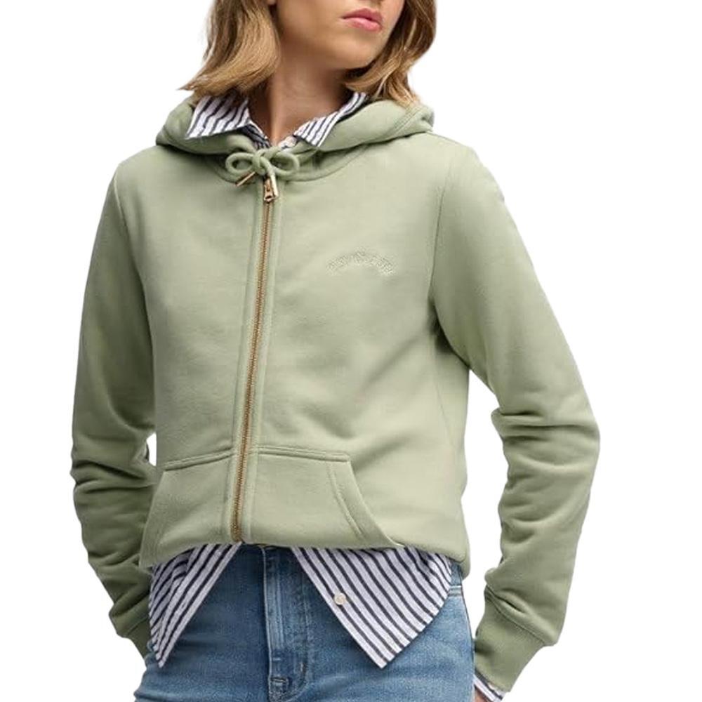 Sweat Vert Femme Superdry Essential Logo Ziphood Hb 1/2